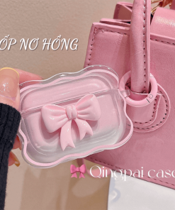 Vỏ Case Ốp Airpods Nơ Hồng